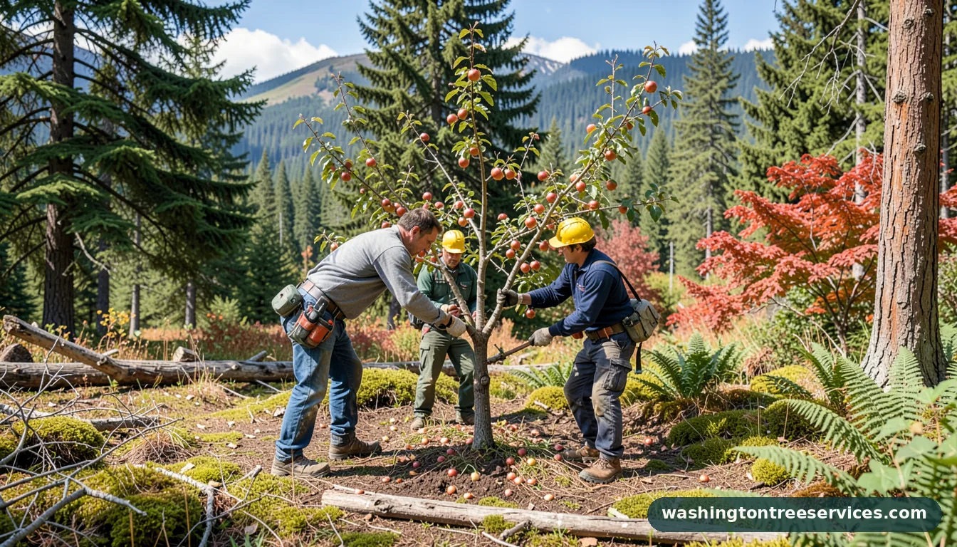 apple tree pruning - certified arborists at work in Washington