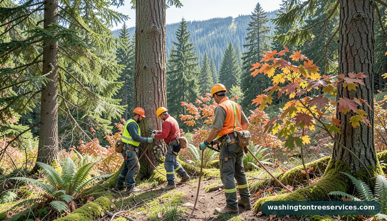 Professional equipment for arborist report in Washington arborist report - tree service equipment and crew in Washington