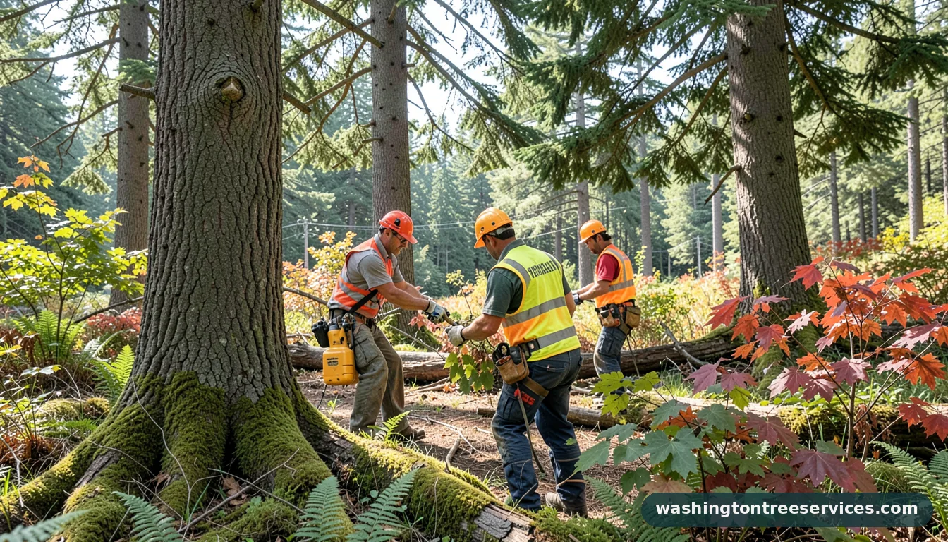 arborist woodinville - tree service equipment and crew in Washington