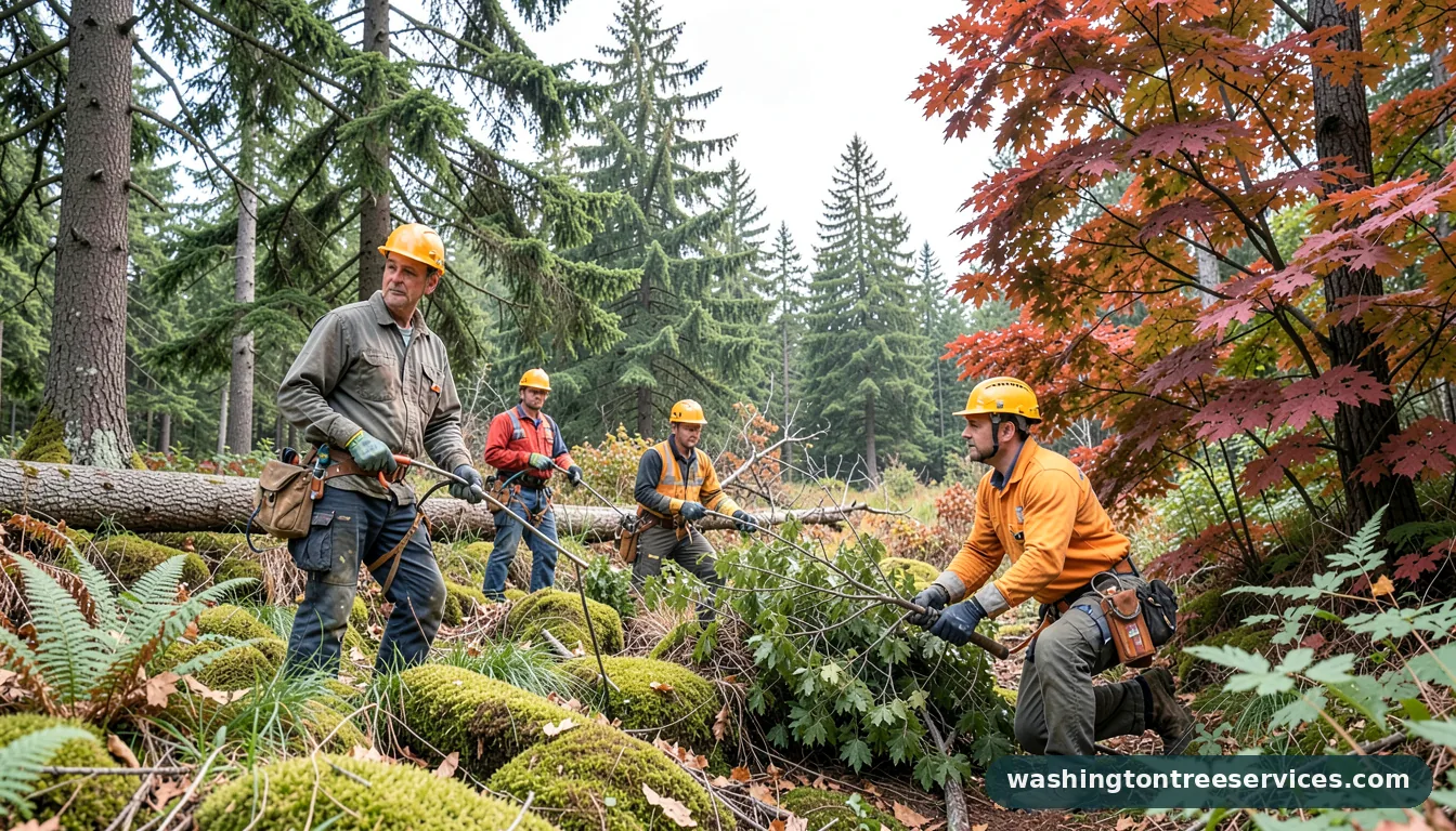 arborists bellevue wa - tree service equipment and crew in Washington