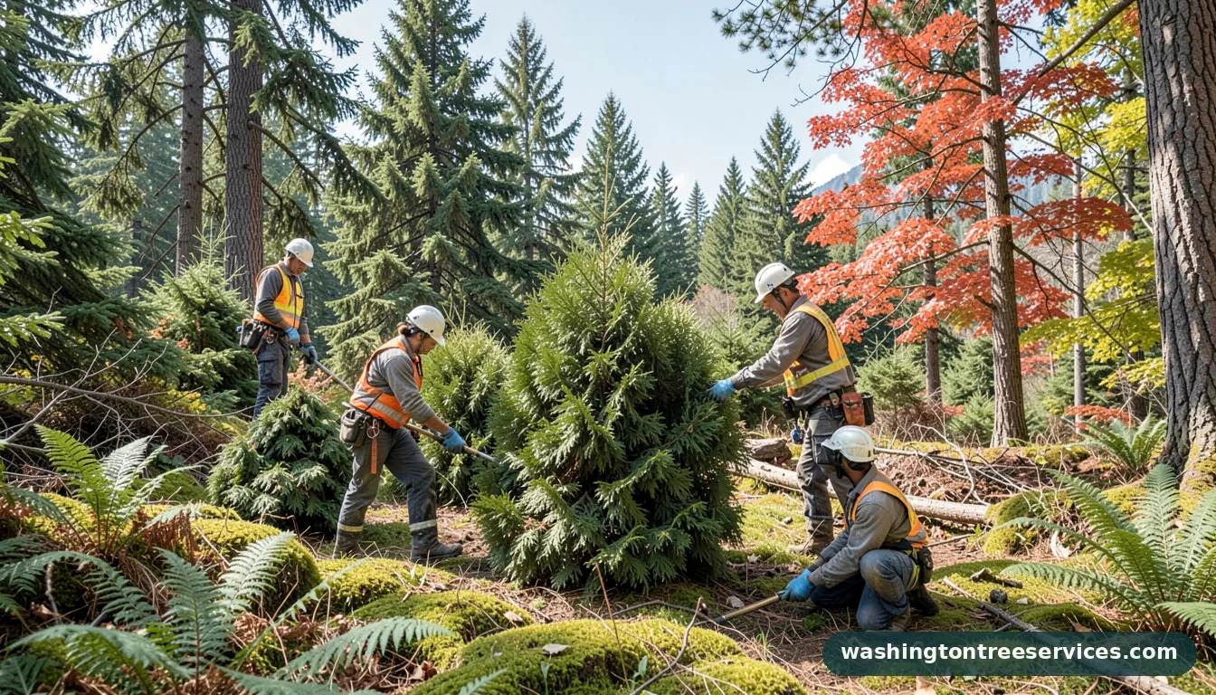 Professional equipment for arborvitae browning in Washington arborvitae browning - tree service equipment and crew in Washington