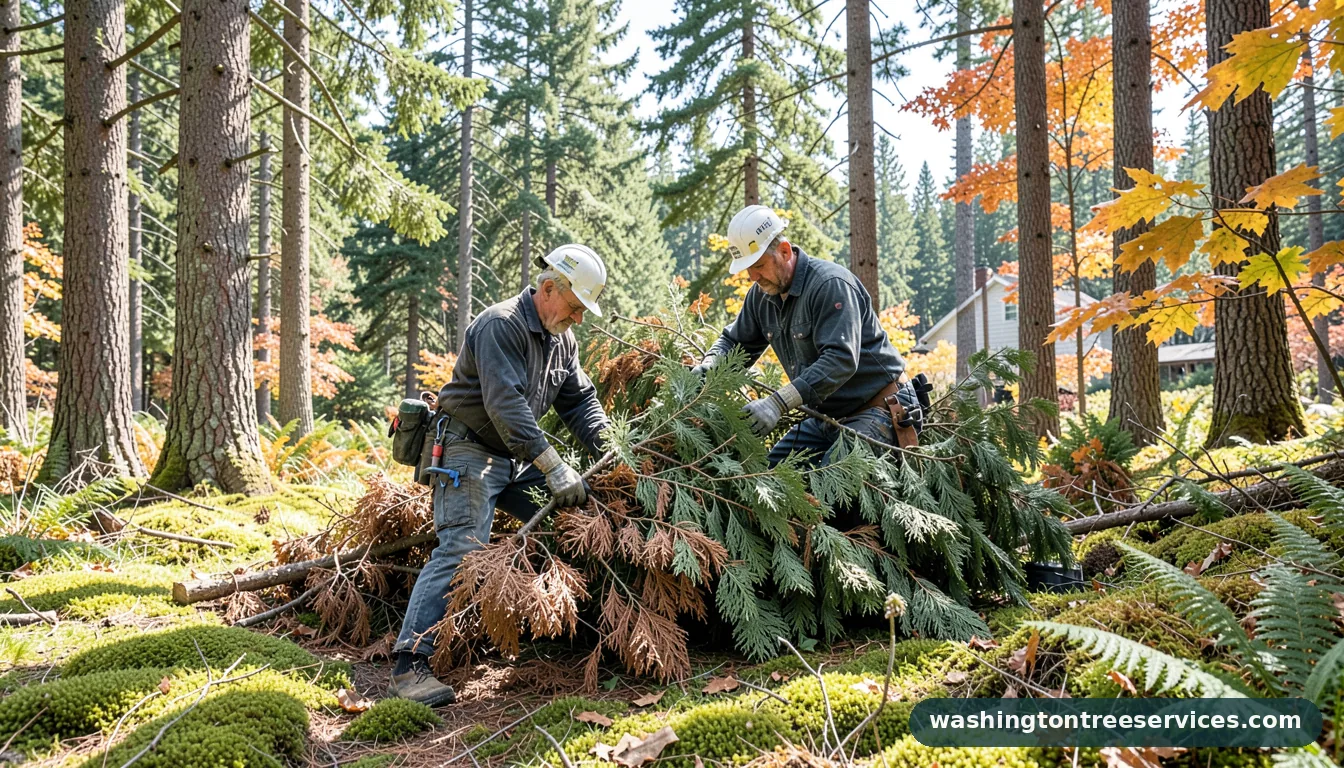 Completed arborvitae browning project by Washington Tree Services arborvitae browning - completed tree work by Washington Tree Services
