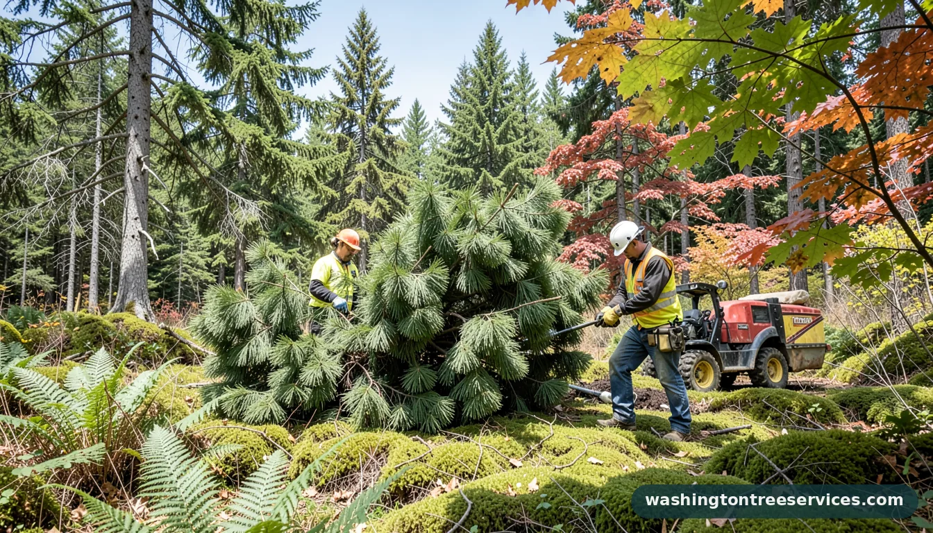 arborvitae bug infestation - tree service equipment and crew in Washington