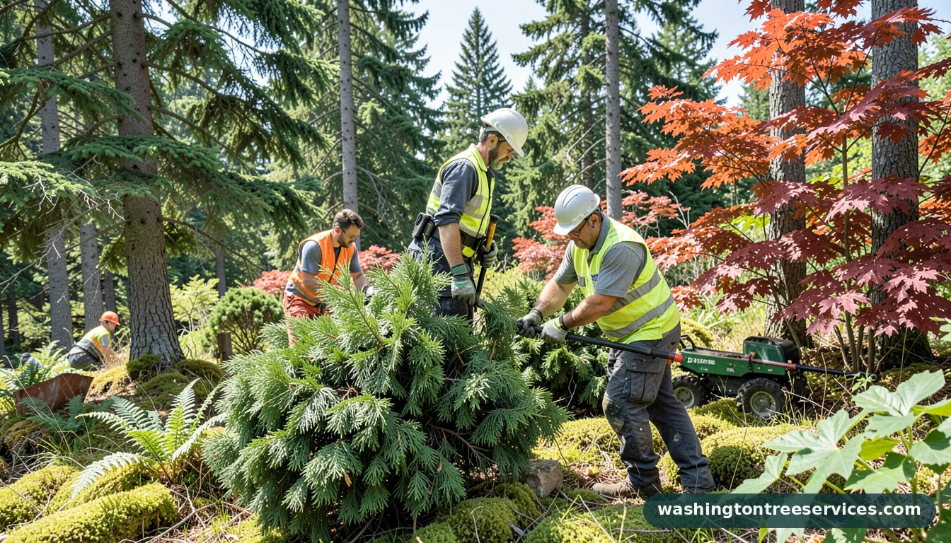 arborvitae care - tree service equipment and crew in Washington