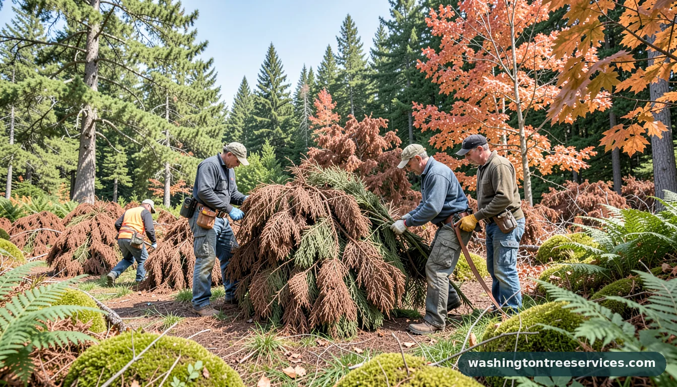Certified arborists handling arborvitaes turning brown in Washington arborvitaes turning brown - certified arborists at work in Washington