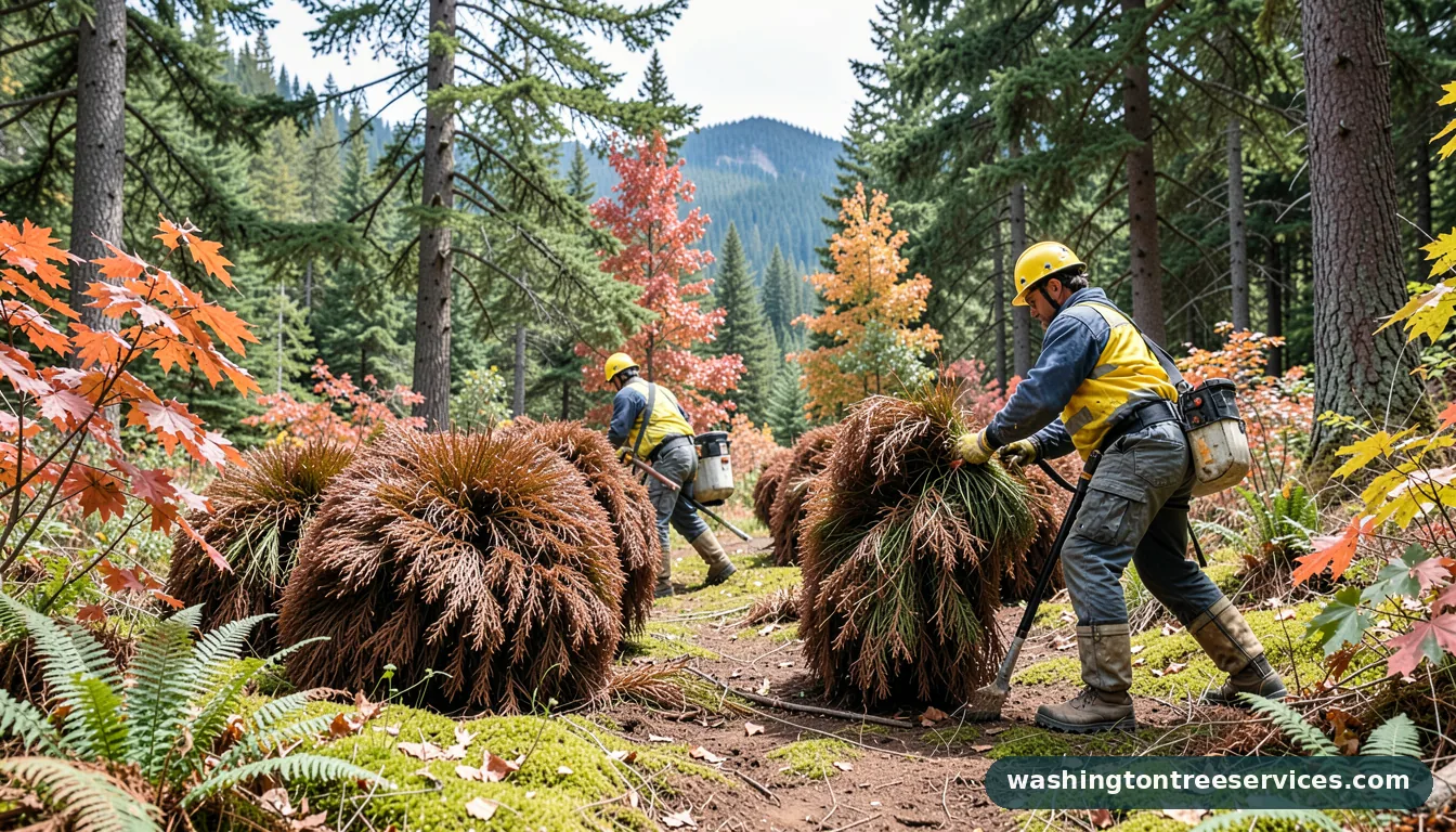 Professional equipment for arborvitaes turning brown in Washington arborvitaes turning brown - tree service equipment and crew in Washington