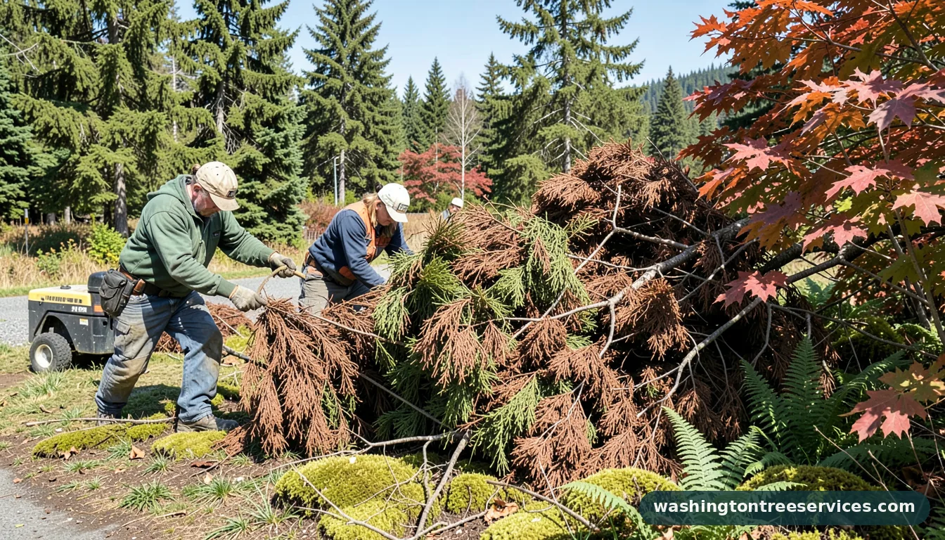 Completed arborvitaes turning brown project by Washington Tree Services arborvitaes turning brown - completed tree work by Washington Tree Services