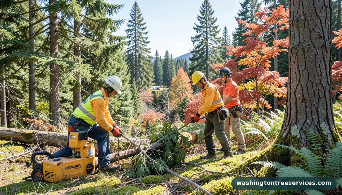 asplundh tree trimming - certified arborists at work in Washington