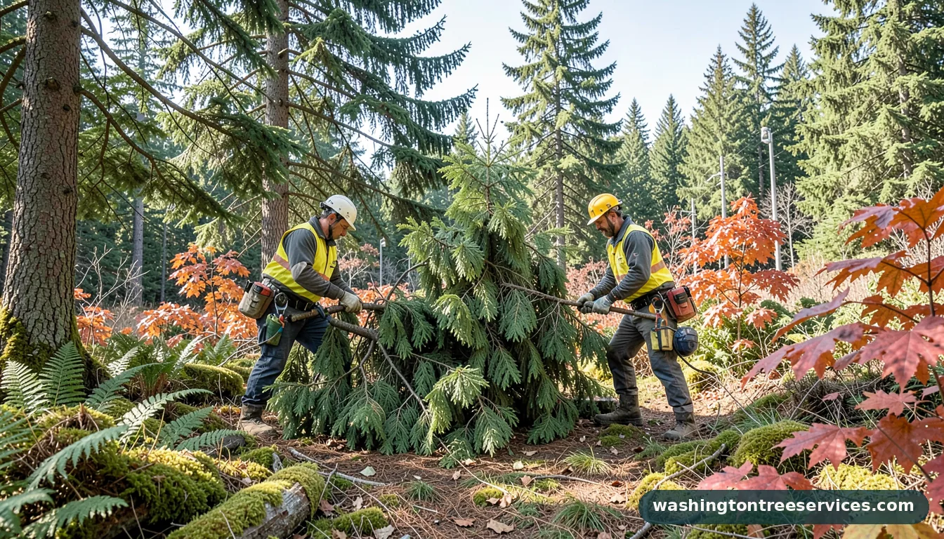 average cost to cut down a 30 foot tree - certified arborists at work in Washington