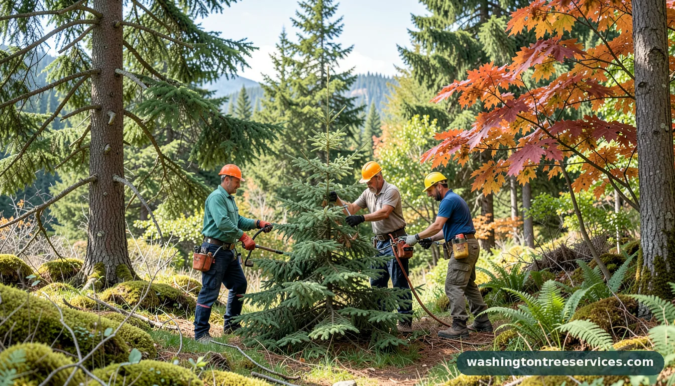 Certified arborists handling average cost to remove pine tree in Washington average cost to remove pine tree - certified arborists at work in Washington