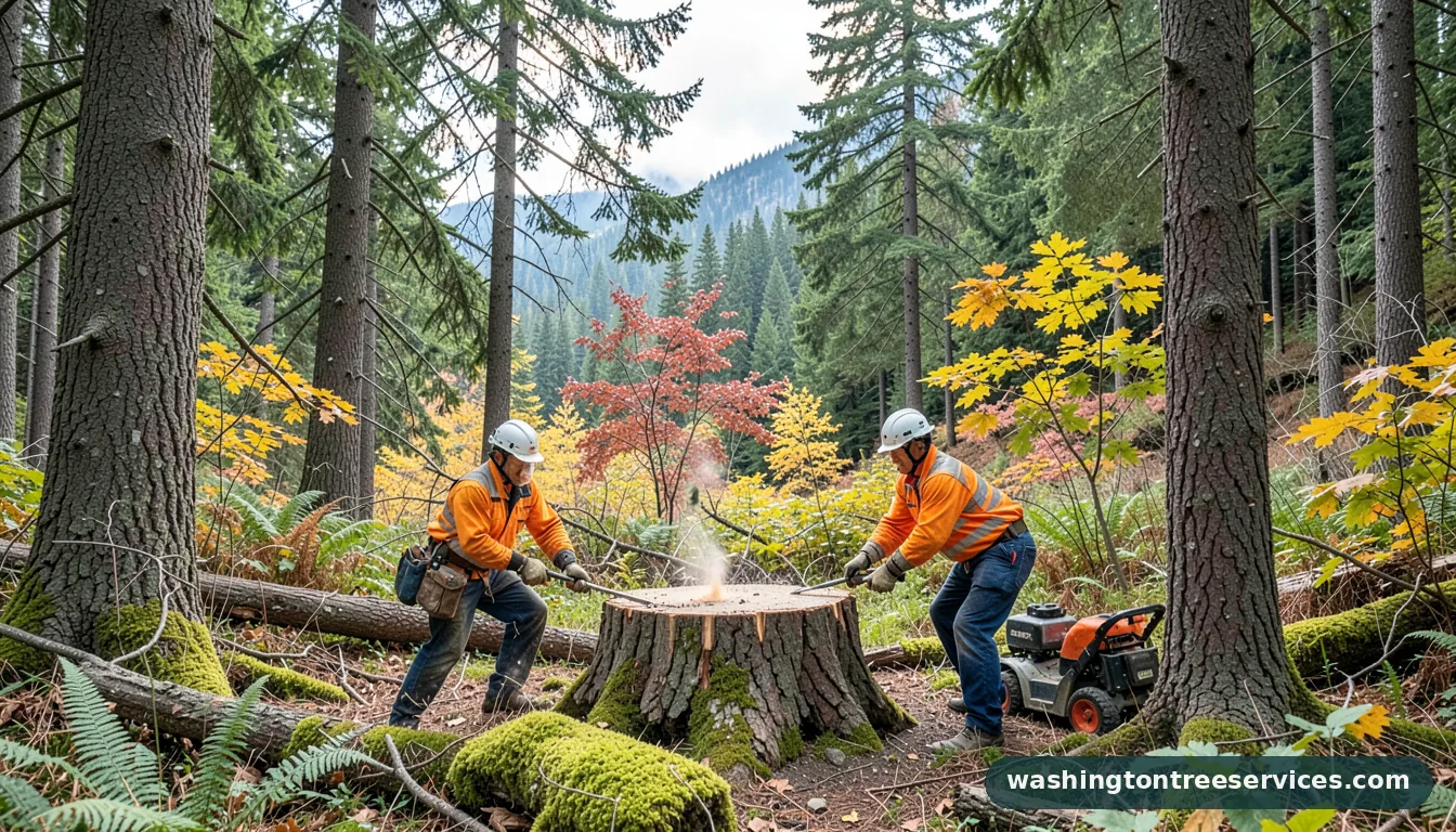 Professional equipment for average stump grinding cost in Washington average stump grinding cost - tree service equipment and crew in Washington