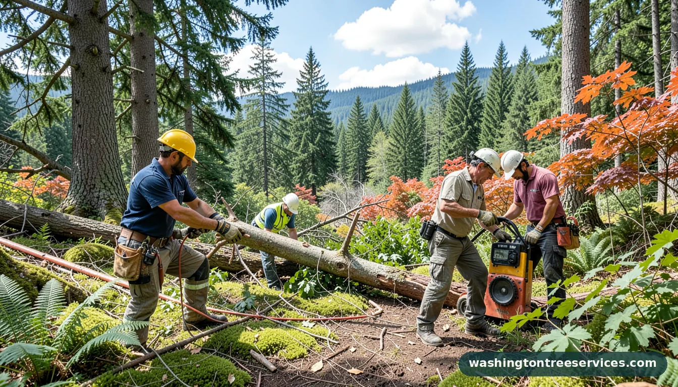 average tree removal cost - tree service equipment and crew in Washington
