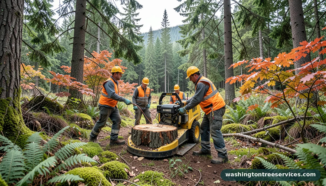 Professional equipment for best stump grinder in Washington best stump grinder - tree service equipment and crew in Washington