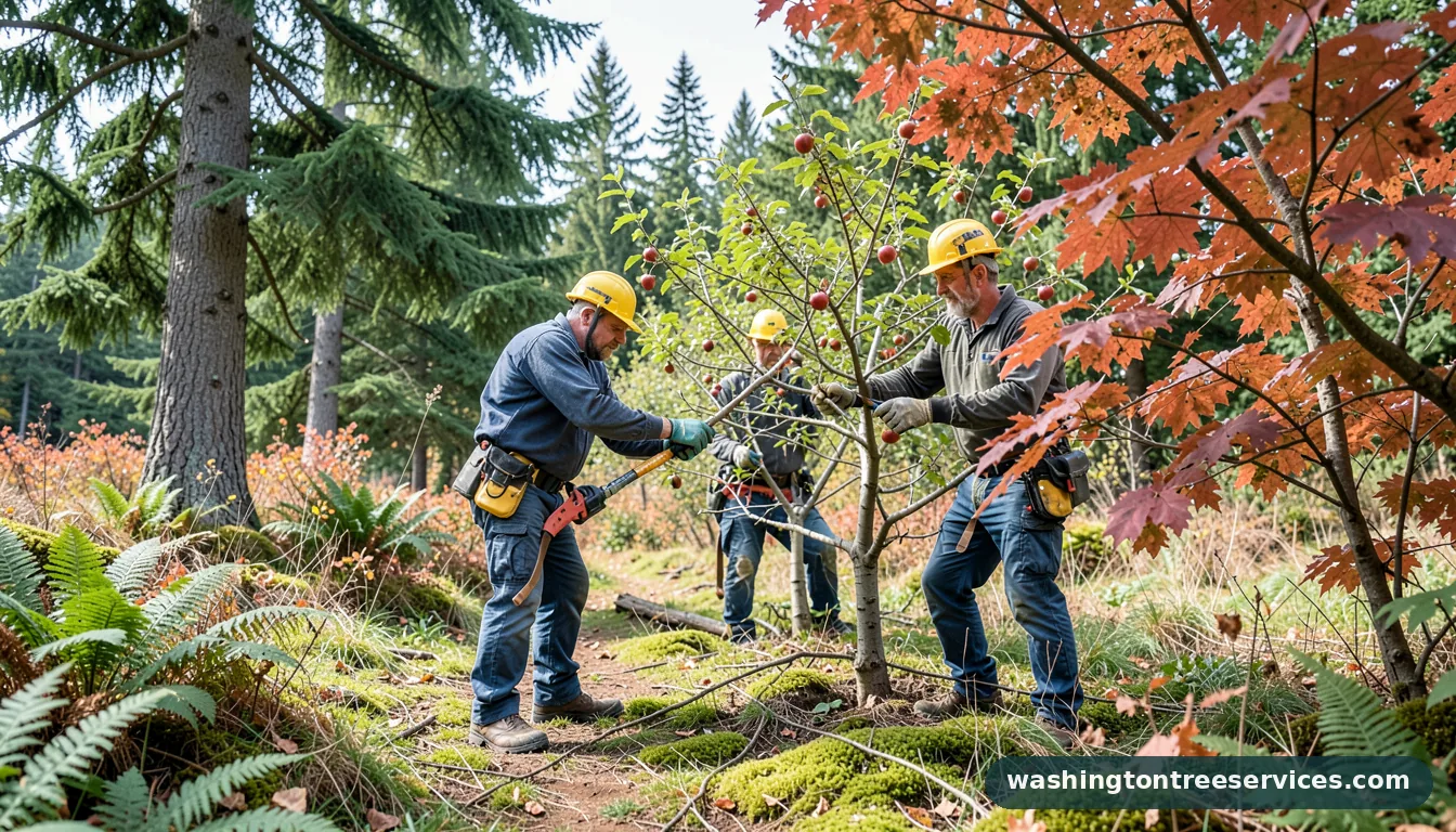 best time of year to prune apple trees - tree service equipment and crew in Washington