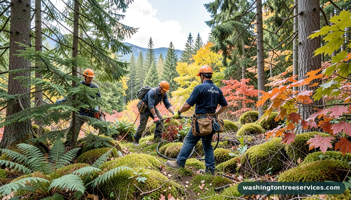 best time of year to prune trees - tree service equipment and crew in Washington