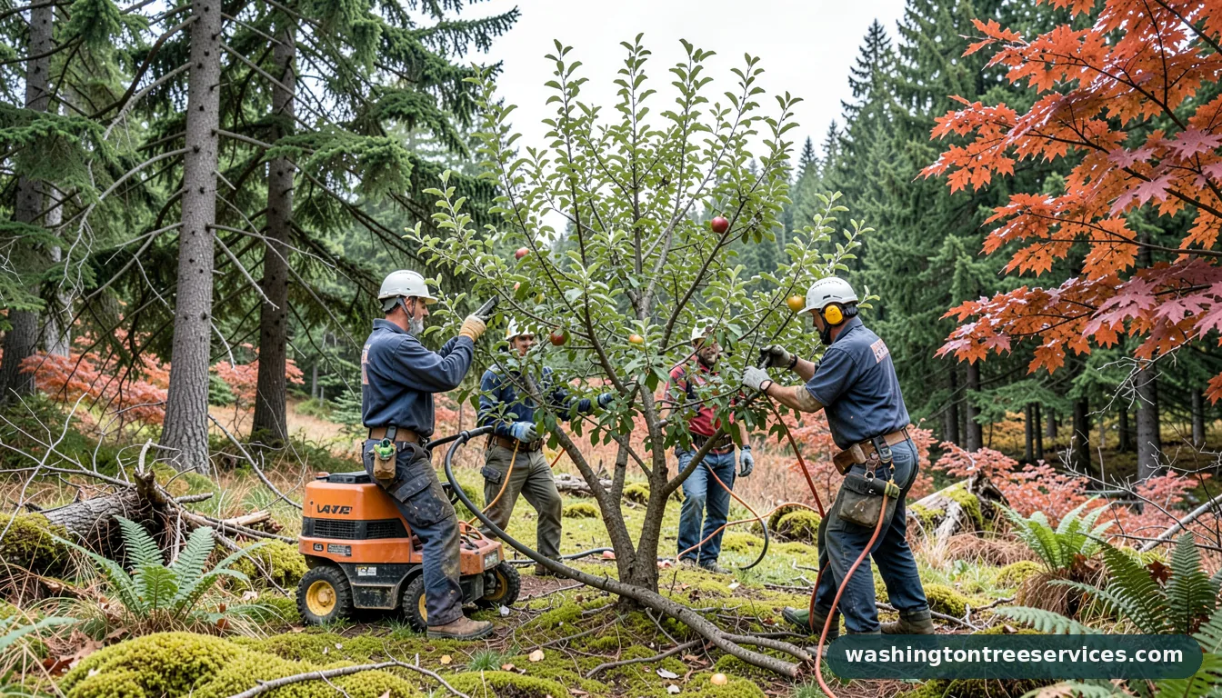 Certified arborists handling best time to prune a apple tree in Washington best time to prune a apple tree - certified arborists at work in Washington