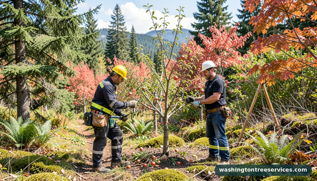 best time to prune apple trees - tree service equipment and crew in Washington