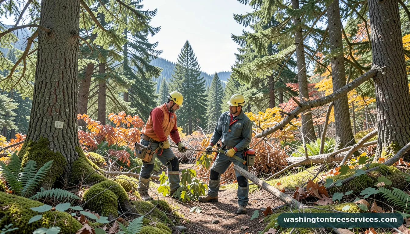 best time to prune trees - tree service equipment and crew in Washington