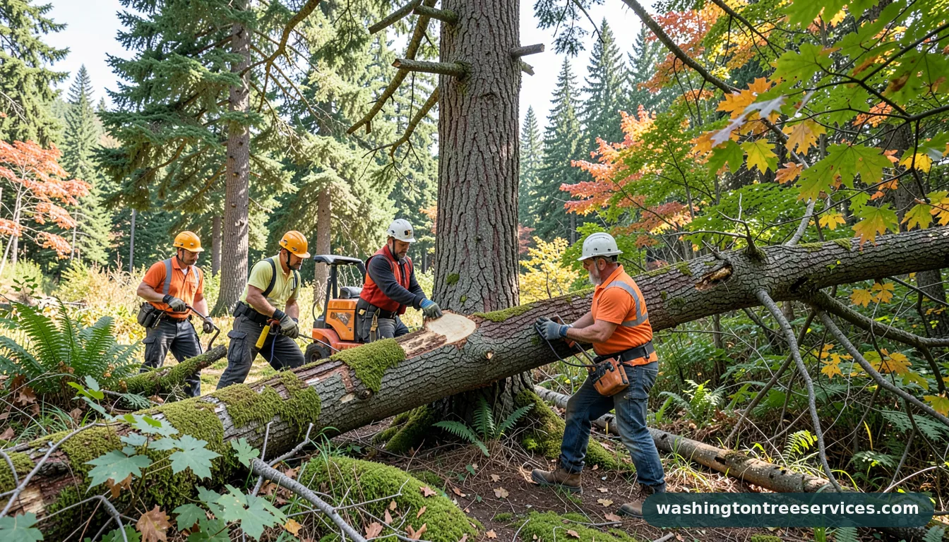 Certified arborists handling best tree felling in Washington best tree felling - certified arborists at work in Washington