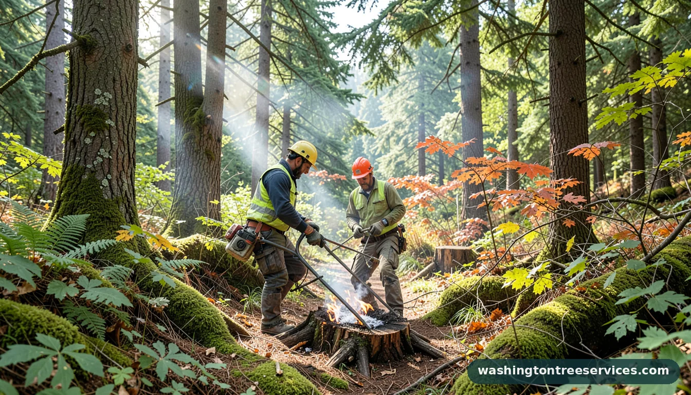 Certified arborists handling best way to burn stumps out of ground in Washington best way to burn stumps out of ground - certified arborists at work in Washington
