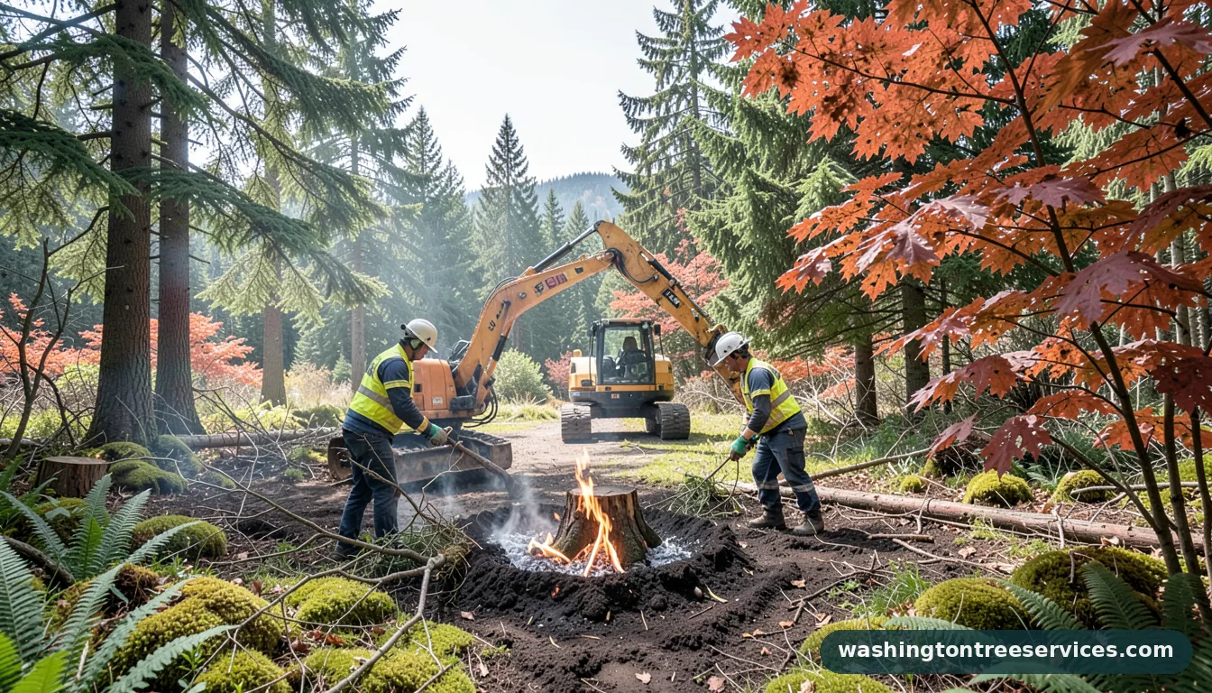 Completed best way to burn stumps out of ground project by Washington Tree Services best way to burn stumps out of ground - completed tree work by Washington Tree Services