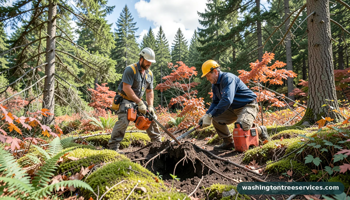 Professional equipment for best way to cut roots in ground in Washington best way to cut roots in ground - tree service equipment and crew in Washington