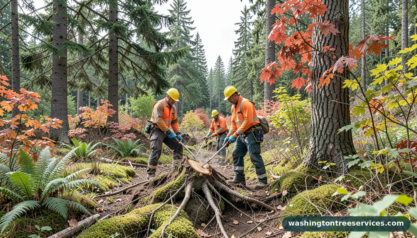 Professional equipment for best way to cut tree roots in the ground in Washington best way to cut tree roots in the ground - tree service equipment and crew in Washington