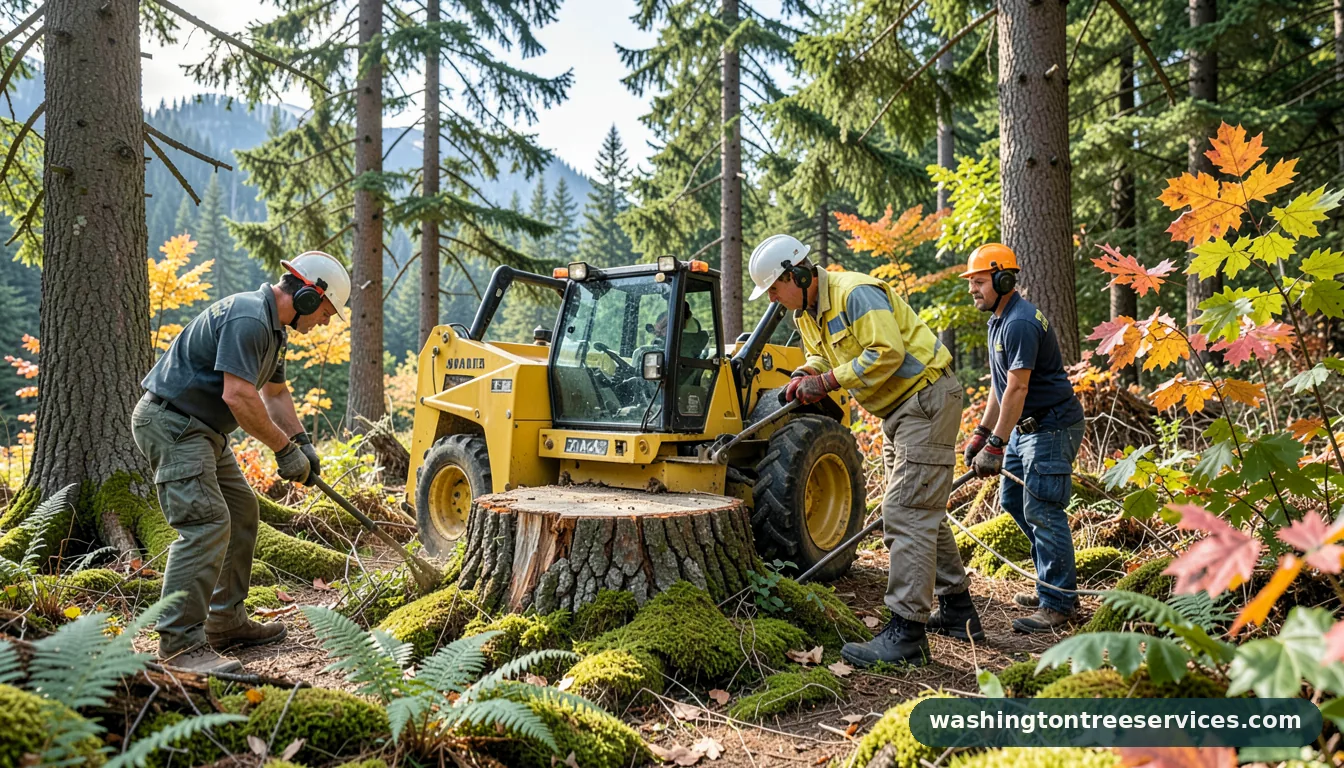 biggest stump grinder - certified arborists at work in Washington