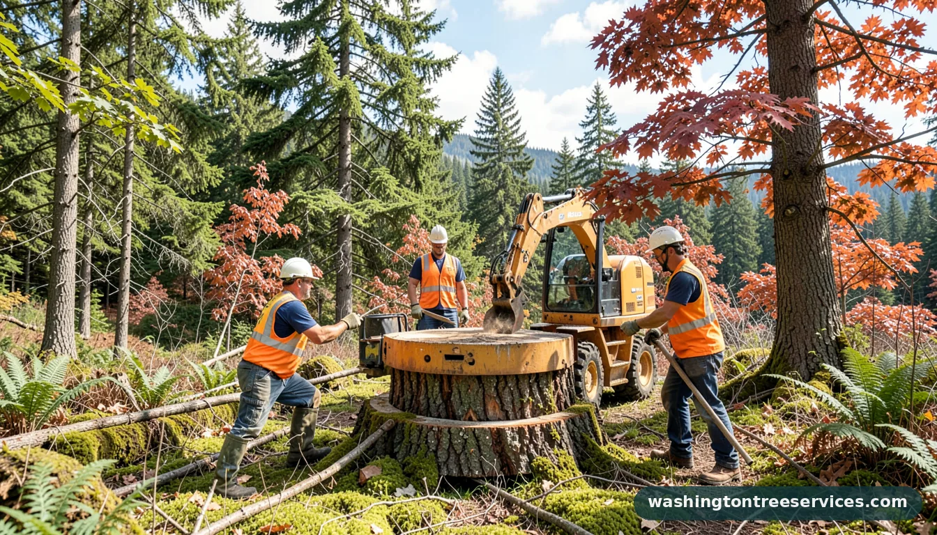 biggest stump grinder - tree service equipment and crew in Washington