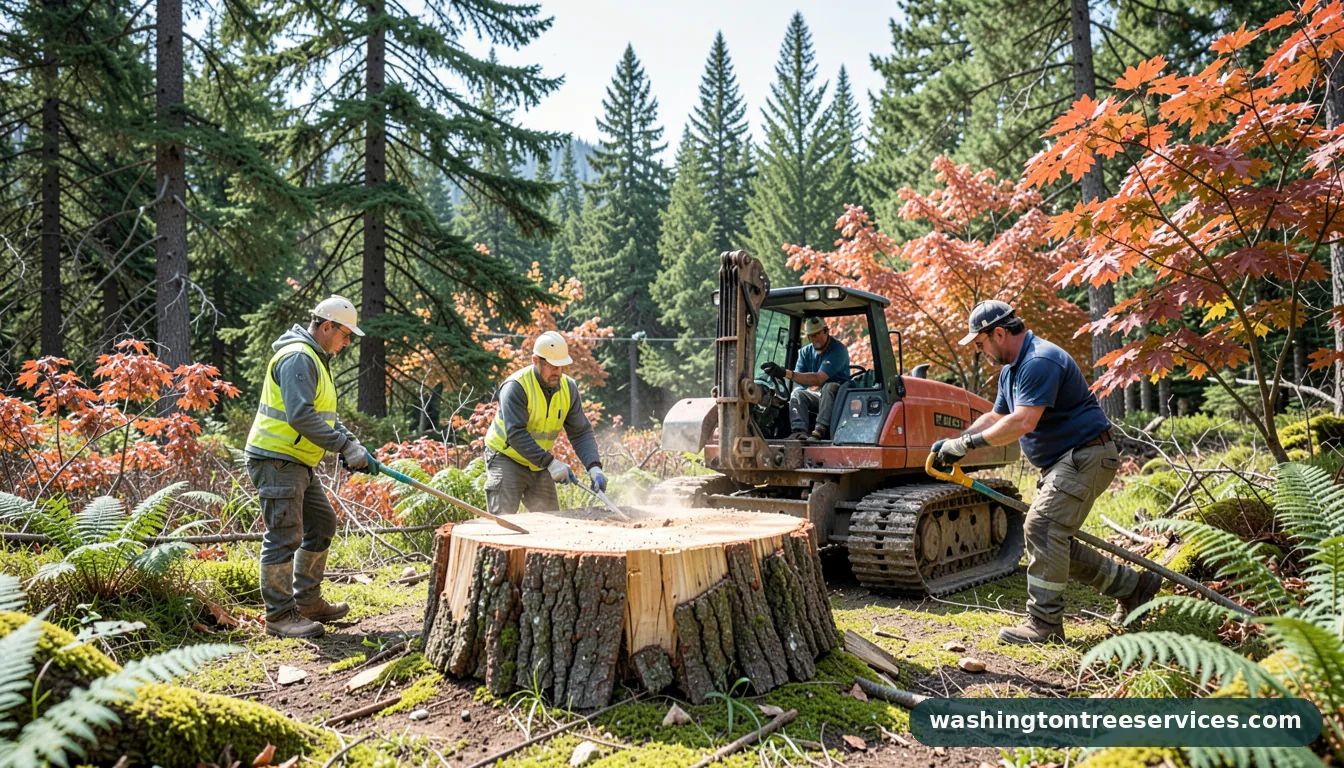 biggest stump grinder - completed tree work by Washington Tree Services