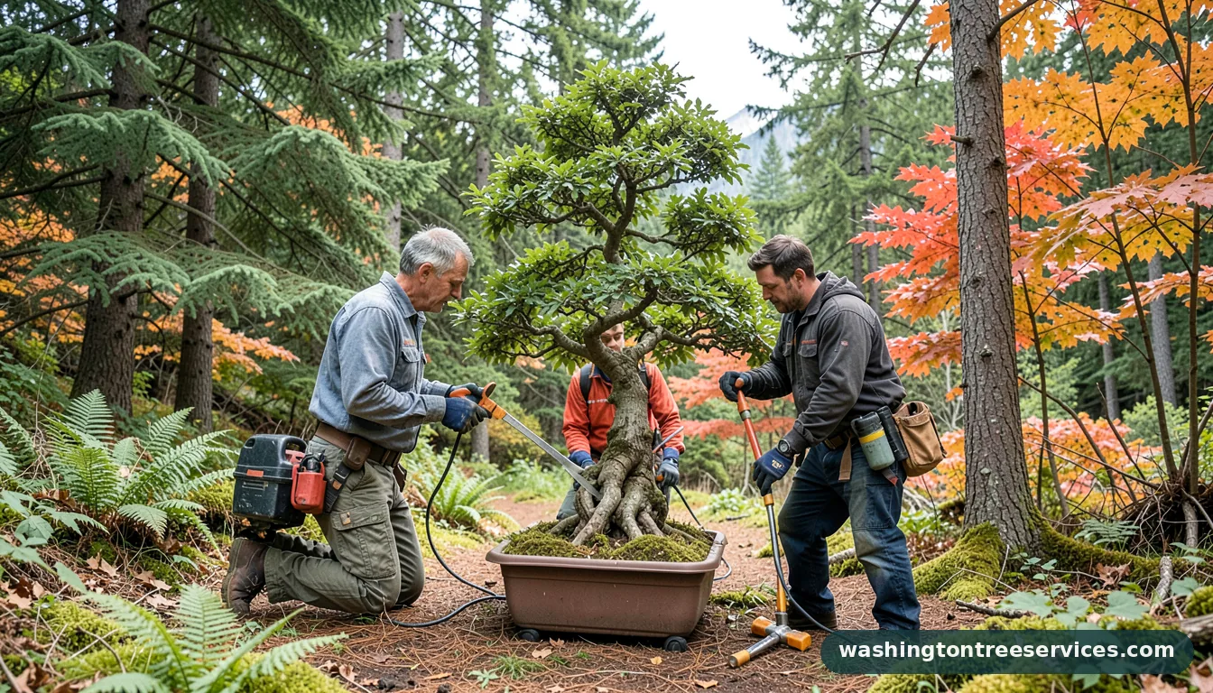 bonsai tree trimming - certified arborists at work in Washington