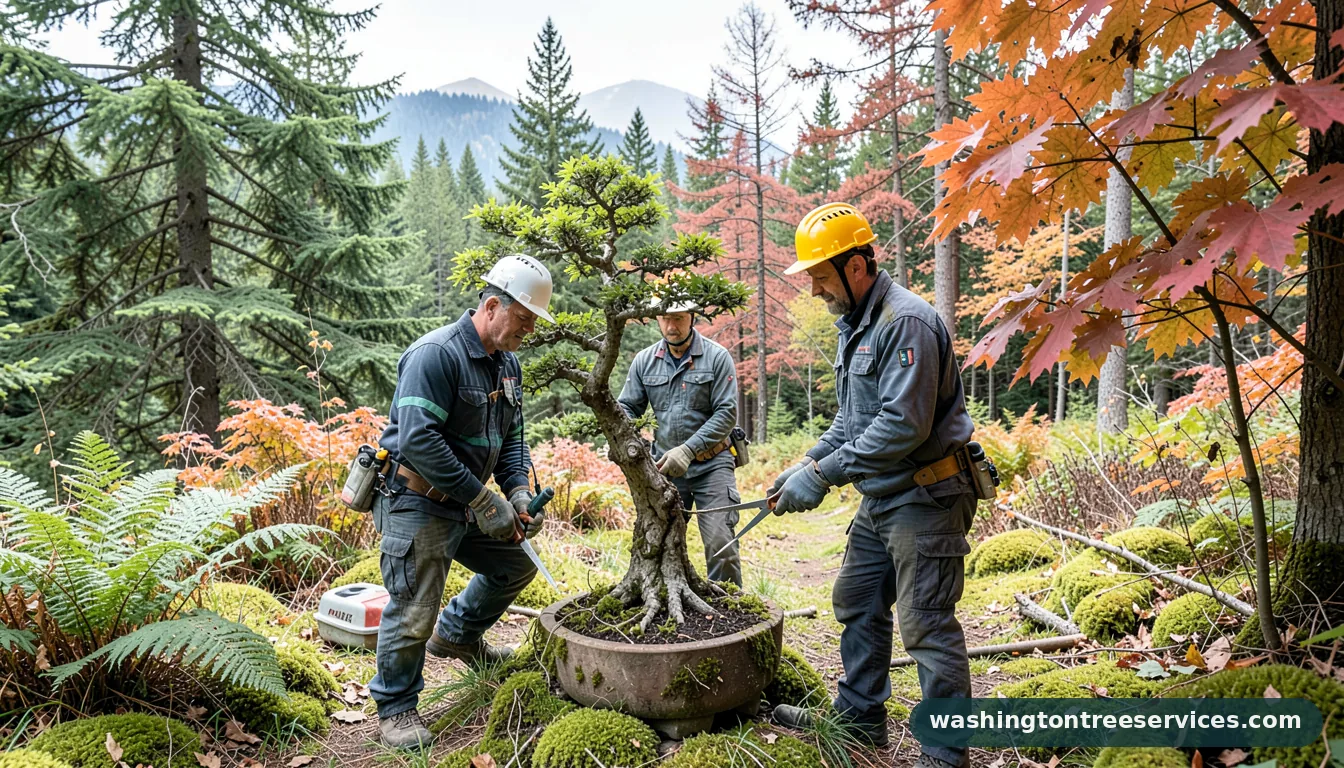 bonsai tree trimming - tree service equipment and crew in Washington