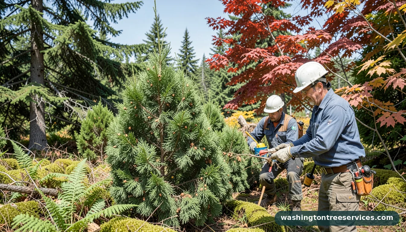 brown spots on arborvitae - certified arborists at work in Washington