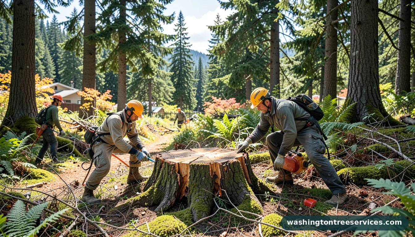 burn stump - certified arborists at work in Washington