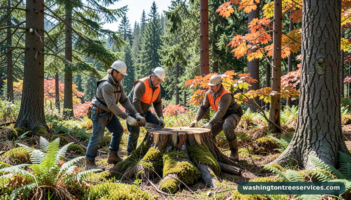 burn stump - tree service equipment and crew in Washington