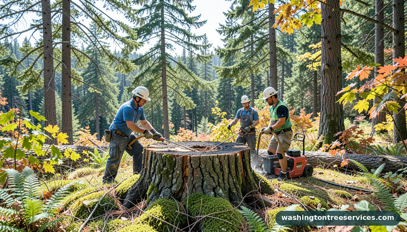 burn stump - completed tree work by Washington Tree Services
