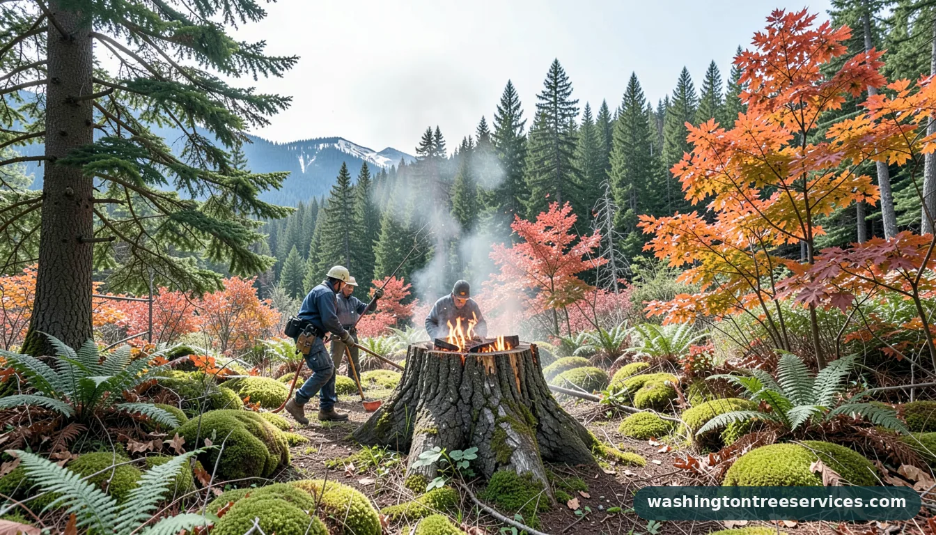 burning tree stump in Washington | Washington Tree Services burning tree stump - professional tree service in Washington