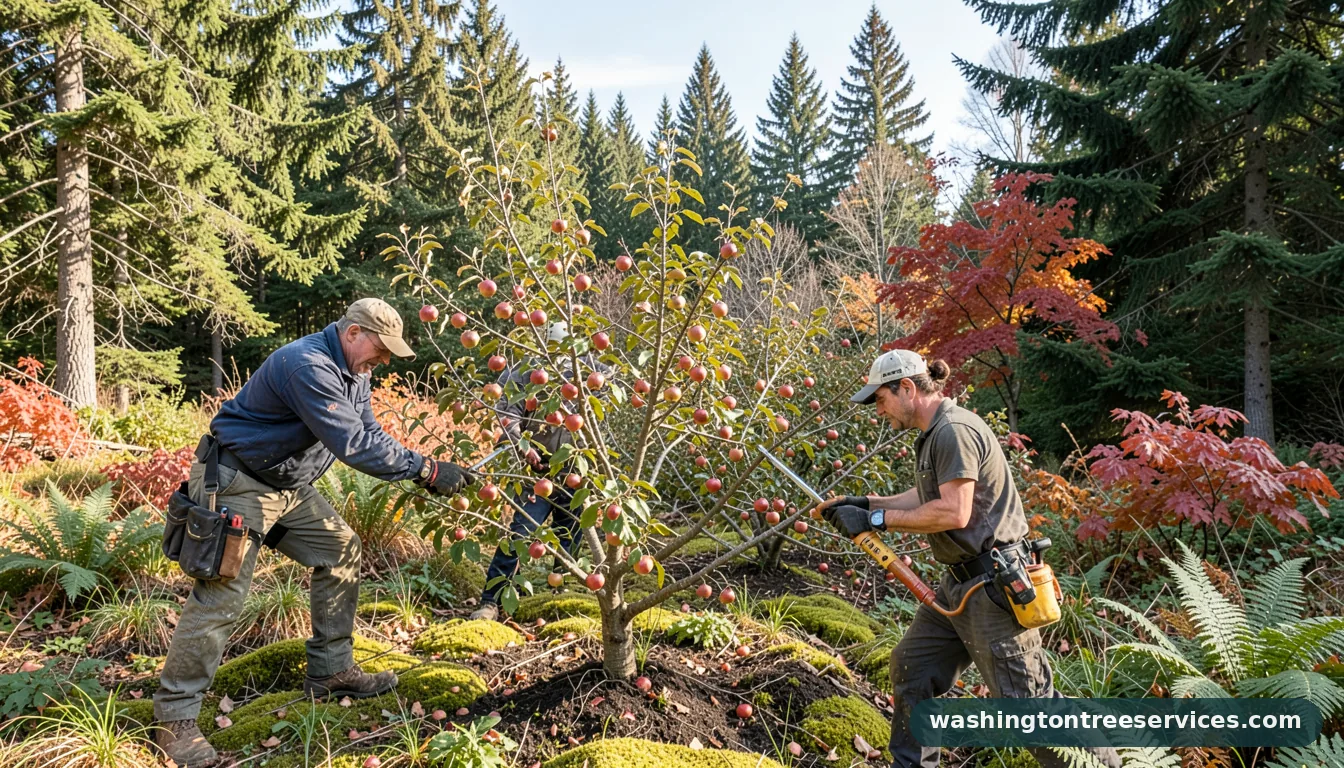 Certified arborists handling can you prune apple trees in winter in Washington can you prune apple trees in winter - certified arborists at work in Washington