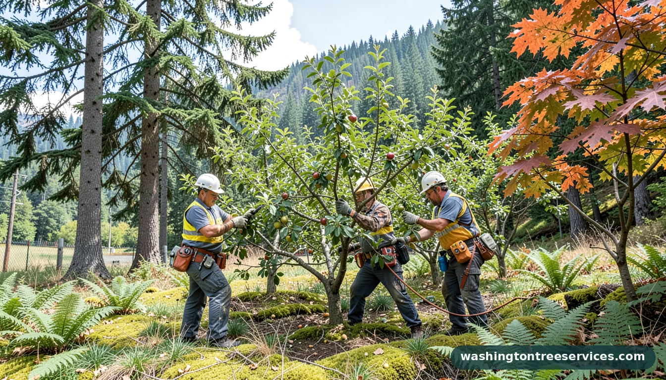 caring for fruit trees - tree service equipment and crew in Washington