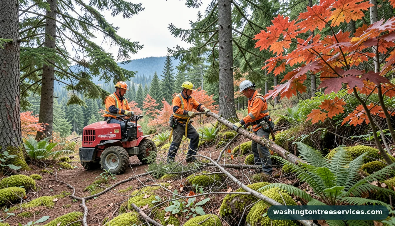 cheapest time of year for tree removal - tree service equipment and crew in Washington