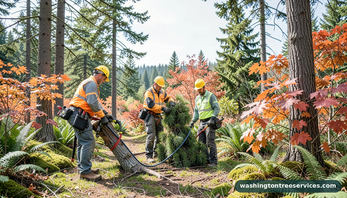 cheapest tree service near me - tree service equipment and crew in Washington