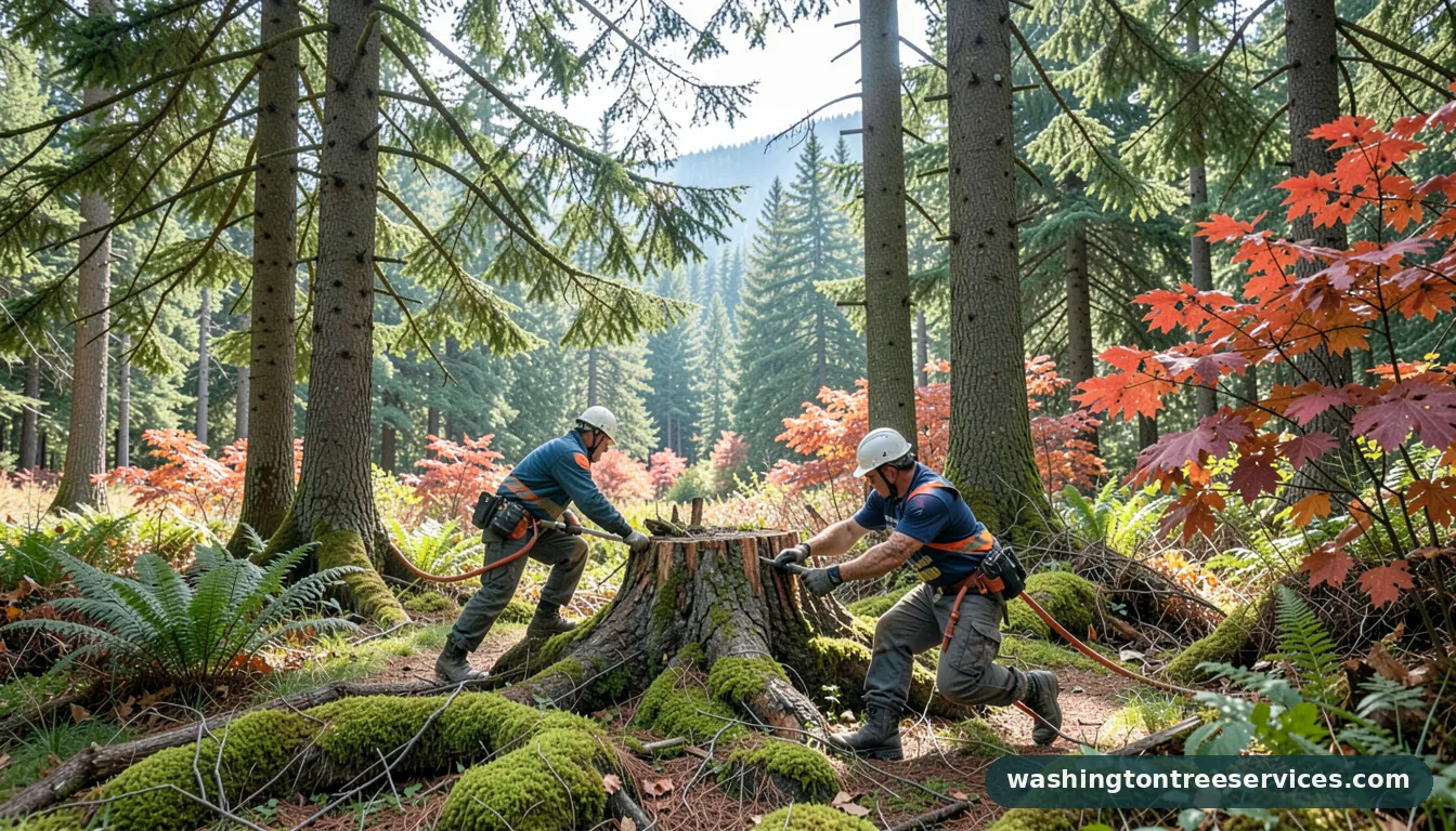 cheapest way to get rid of tree stumps - certified arborists at work in Washington
