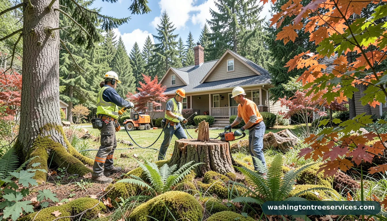 cheapest way to get rid of tree stumps - completed tree work by Washington Tree Services