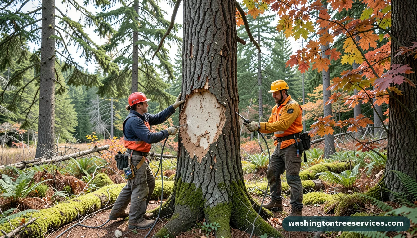 Certified arborists handling chipping tree in Washington chipping tree - certified arborists at work in Washington
