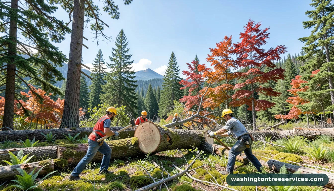 chop down tree with axe - professional tree service in Washington