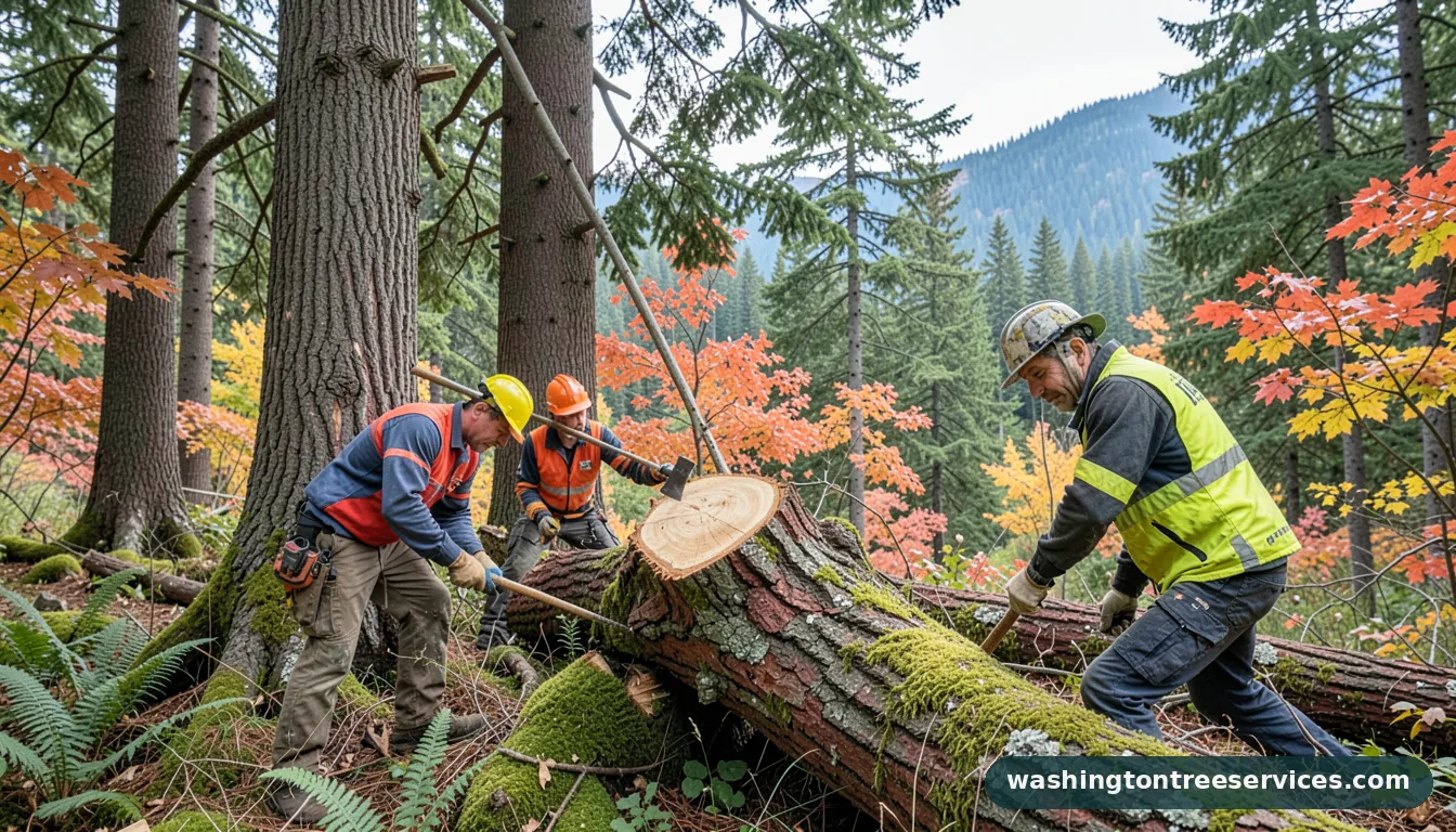 chop down tree with axe - completed tree work by Washington Tree Services