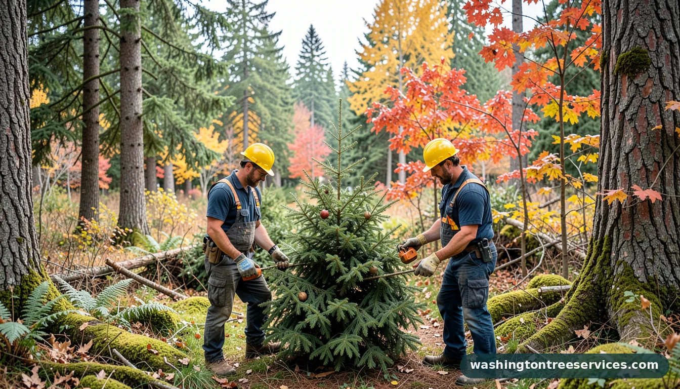 Certified arborists handling christmas tree cutting washington in Washington christmas tree cutting washington - certified arborists at work in Washington