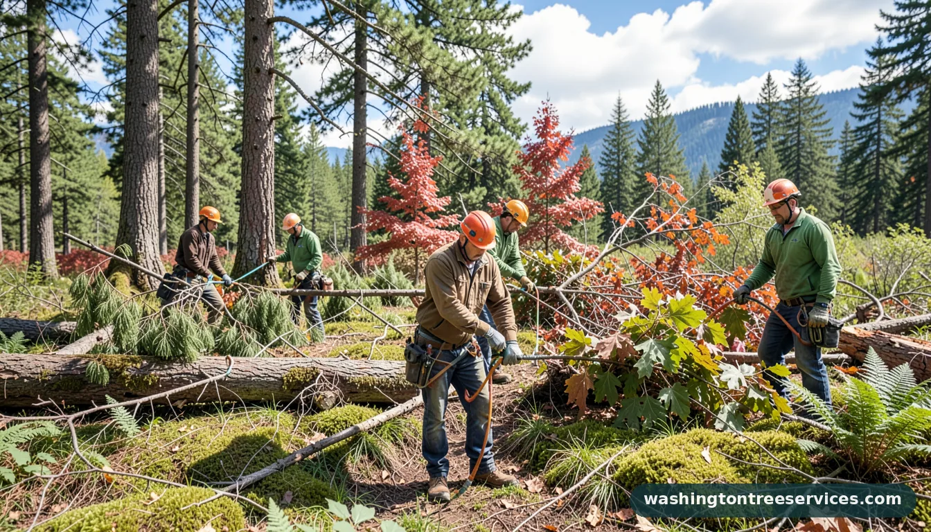 Certified arborists handling city of bellevue tree removal in Washington city of bellevue tree removal - certified arborists at work in Washington