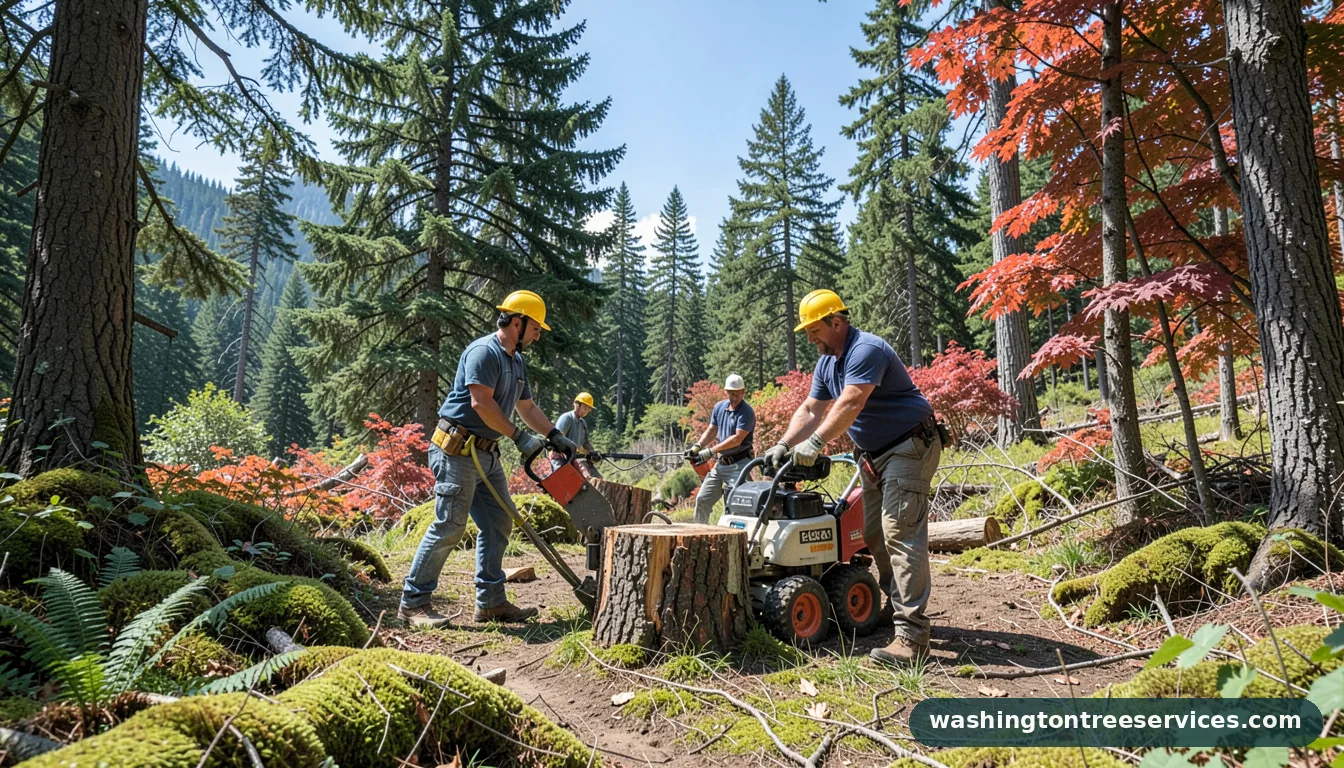 Professional equipment for commercial stump grinder in Washington commercial stump grinder - tree service equipment and crew in Washington