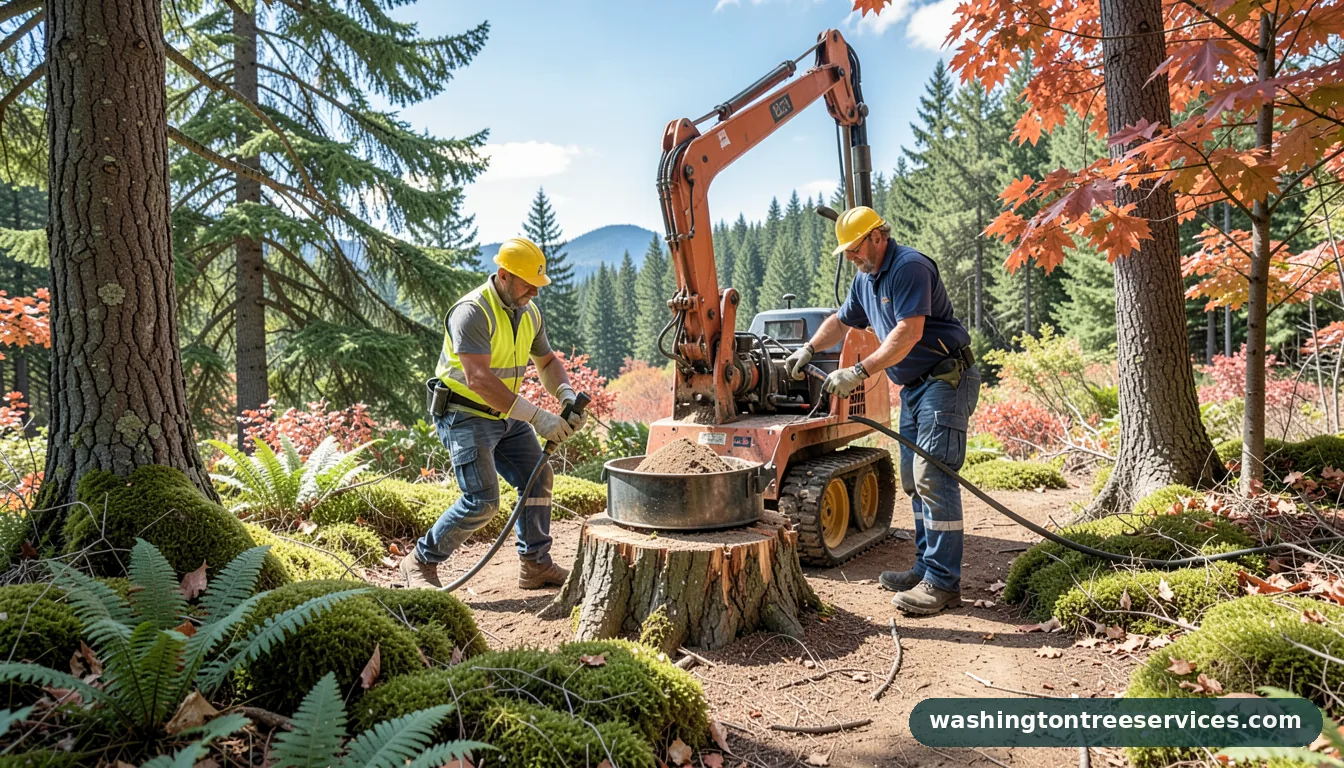 Completed commercial stump grinder project by Washington Tree Services commercial stump grinder - completed tree work by Washington Tree Services